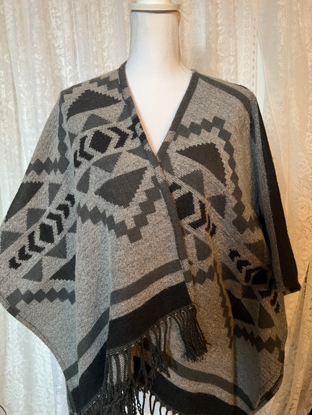 Hollister Geometric Knit Poncho